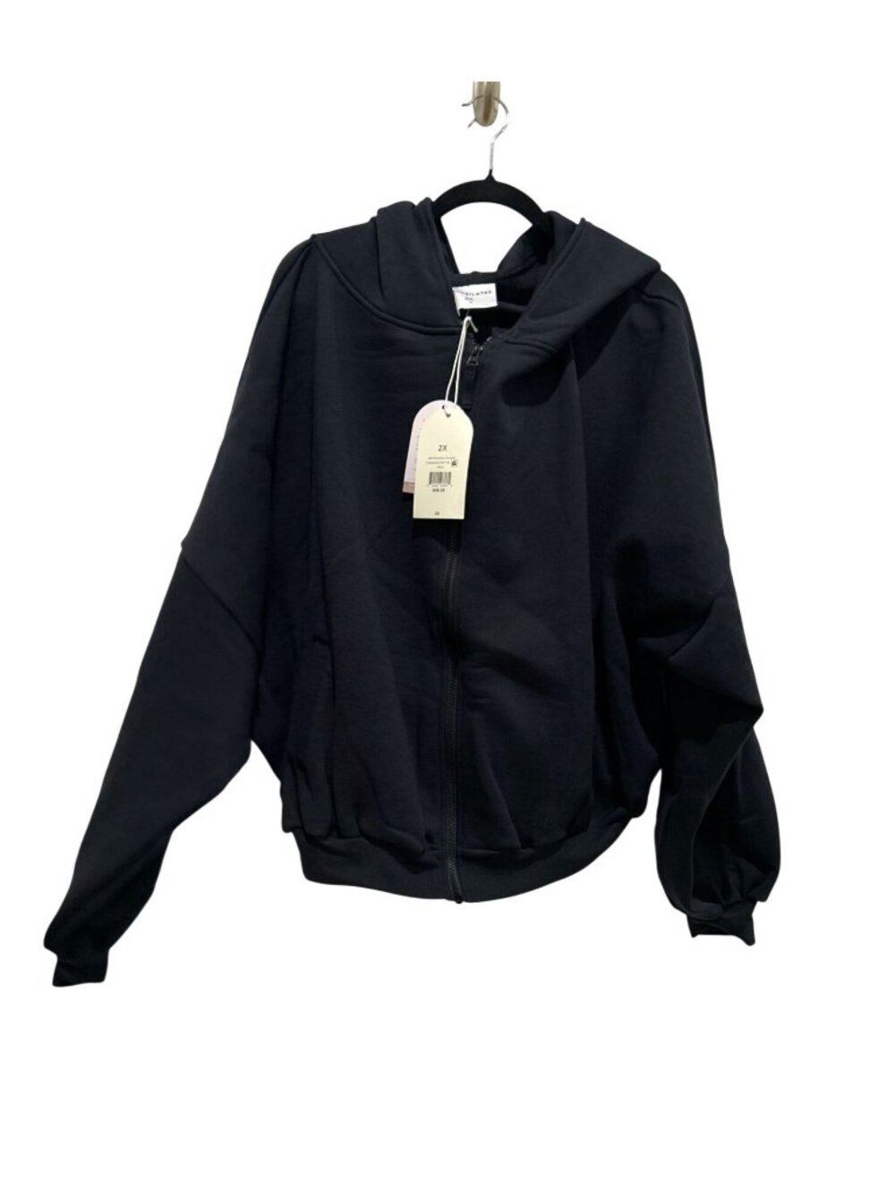NWT Blogilates Women's Black 2X Marshmallow Full Zip Hooded Sweatshirt MSRP $40